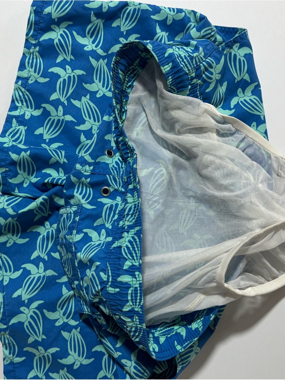 Tom & Teddy Blue Swim Trunks with Blue and Green Turtle Print - Picture 4 of 5